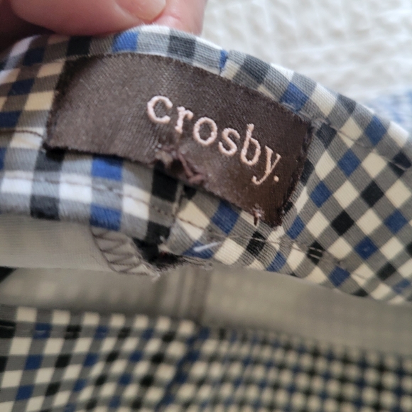 Crosby Prince Crop Flare Pants Blue Gingham Stretch Tailored Ankle Slim XS S - Picture 2 of 11